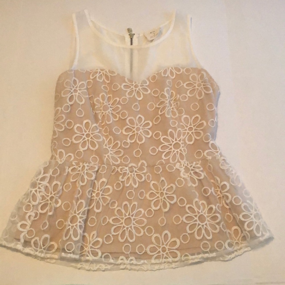 Pins & Needles Sheer Floral Peplum Top Size L